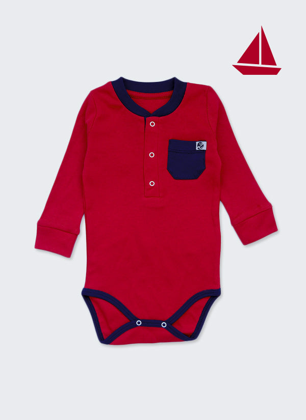 Спортно бебешко боди с дълъг ръкав | син