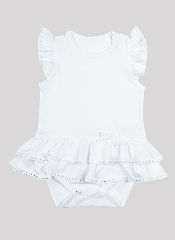 Боди рокля с къдри - бяла