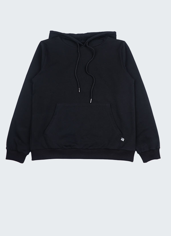 Дамски суитшърт с качулка е класически модел в черен цвят с качула, маншети на ръкавите и талията и голям джоб тип кенгуро отпред, Жени, S - XL, Zinc