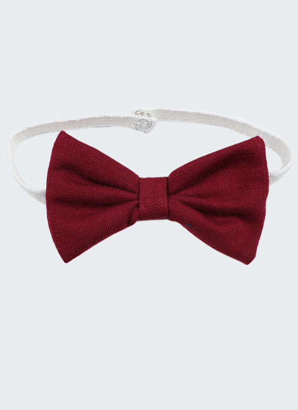 Папийонка с тънък ластик, която се закопчава се с тик-так копче в цвят бордо, Бебета 0 - 2 години, Zinc