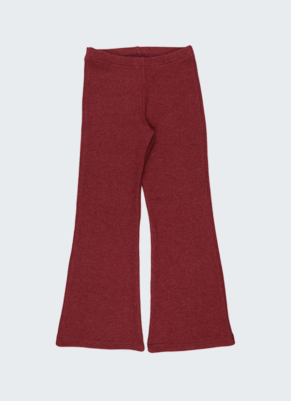 Плътен и еластичен клоширан клин е класически клин с клоширани крачоли от рипс, който пада тежко. Клинът е с ластик на талията и подгъв на крачолите в цвят бордо меланж, Момичета 5 - 10 години, Zinc