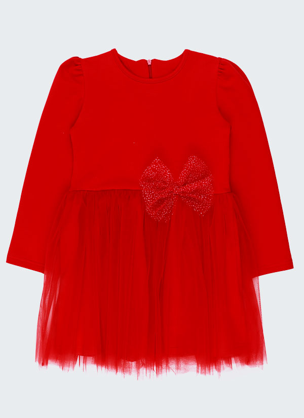 Рокля с тюл и панделка е изчистена рокля с дълъг ръкав с лек набор при рамото. Роклята е набрана в талията с пласт тюл и фина панделка. Закопчава се със скрит цип на гърба, Момичета 2 - 10 години, Zinc