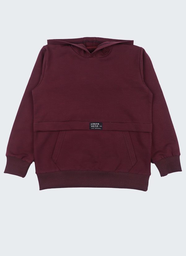 Ватиран суитшърт с качулка "Urban Wear" в цвят патладжан, деца, 2 - 12 години, Zinc