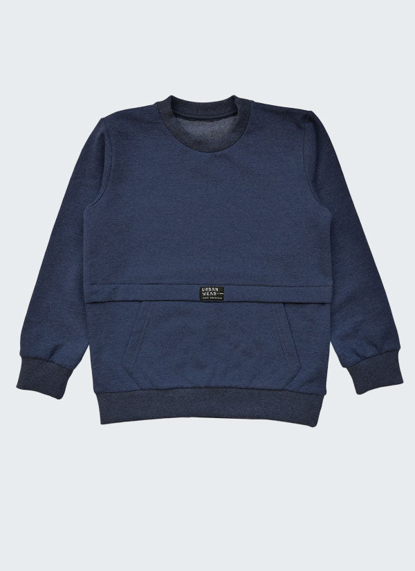 Ватиран суитшърт "Urban Wear" в цвят джинс меланж, деца, 2 - 12 години, Zinc