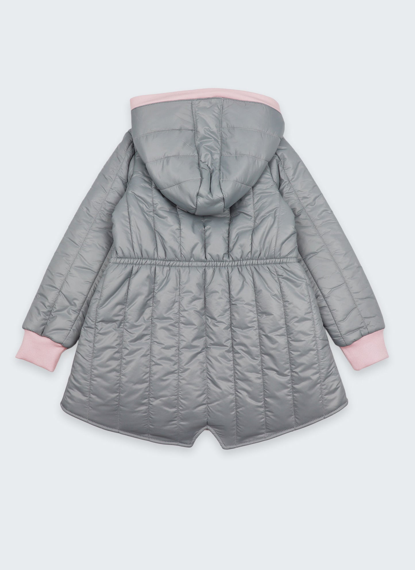 Яке с лека вата в сиво и розово