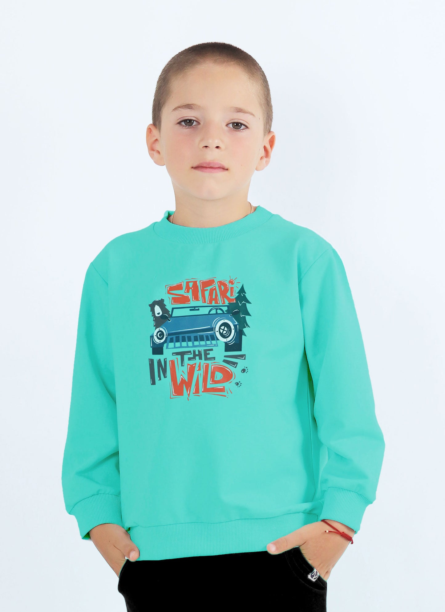 Ватиран суитшърт с принт "Safari" (92 - 122)