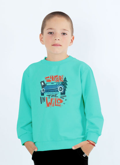 Ватиран суитшърт с принт "Safari" (92 - 122)