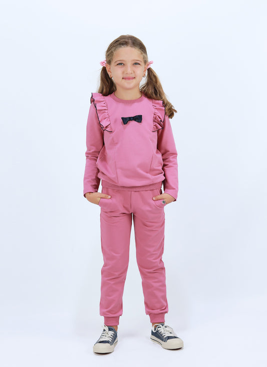 К-т блуза с къдри и панделка + долнище