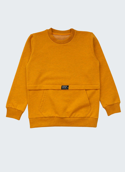 Ватиран суитшърт "Urban Wear" в цвят хардал меланж, деца, 2 - 12 години, Zinc