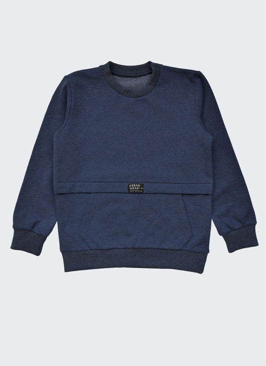 Ватиран суитшърт "Urban Wear" в цвят джинс меланж, деца, 2 - 12 години, Zinc