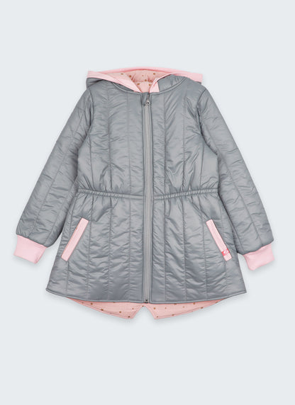 Яке с лека вата в сиво и розово