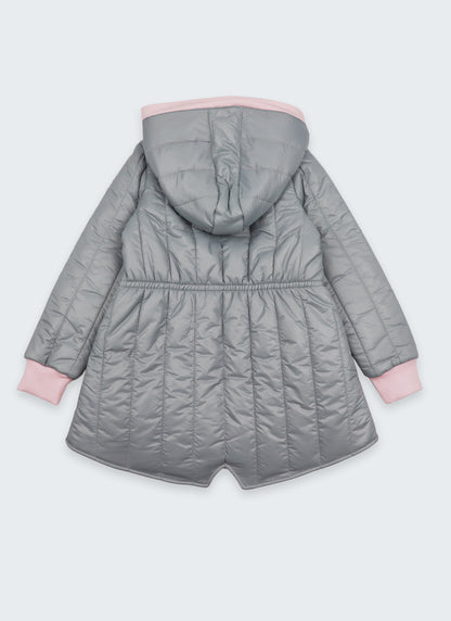 Яке с лека вата в сиво и розово