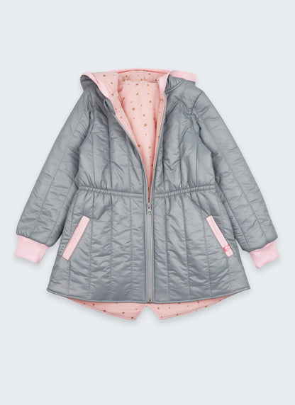 Яке с лека вата в сиво и розово