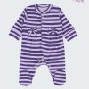 Бебешка пижама-гащеризон с панделки, лилав цвят, 6-12 месеца, Zinc, отблизо