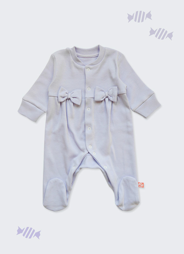 Бебешка пижама-гащеризон с панделки, лилав цвят, 6-12 месеца, Zinc