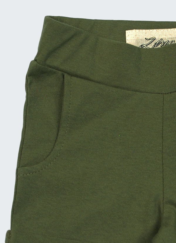 Бебешки къс панталон, тъмно зелен, 6 месеца - 3 години, Zinc, отблизо