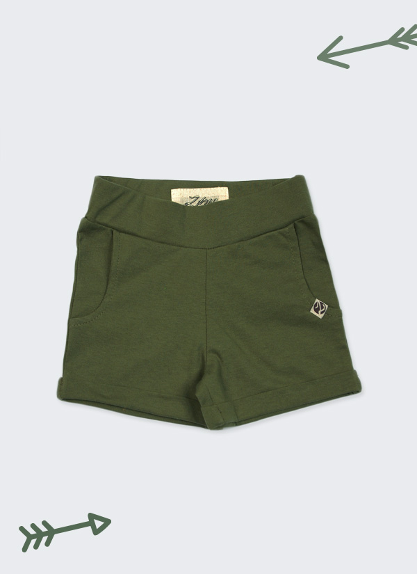 Бебешки къс панталон, тъмно зелен, 6 месеца - 3 години, Zinc