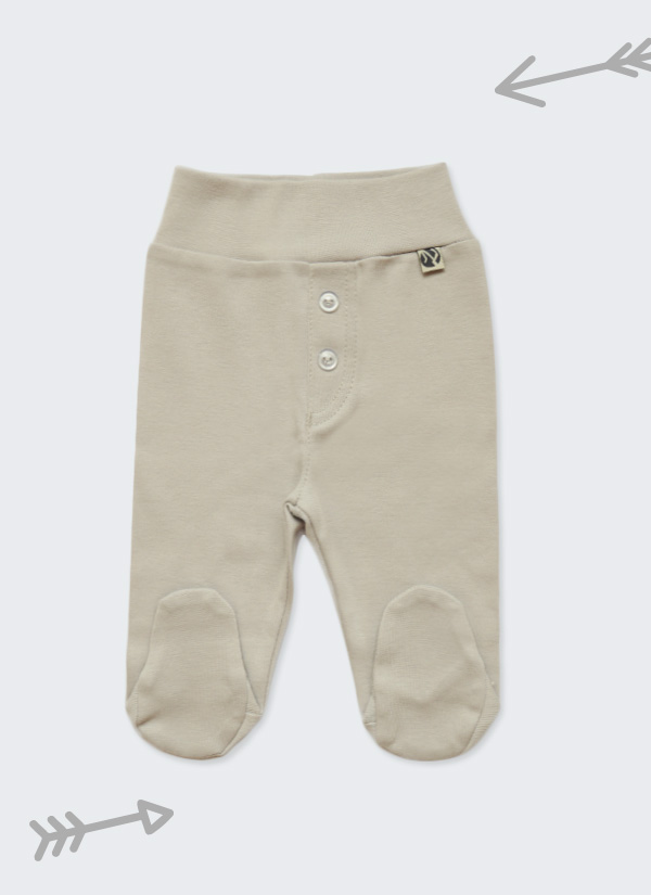 Бебешки ританки, светло сив цвят, с шлиц и копчета като панталон, 0-6 месеца, Zinc