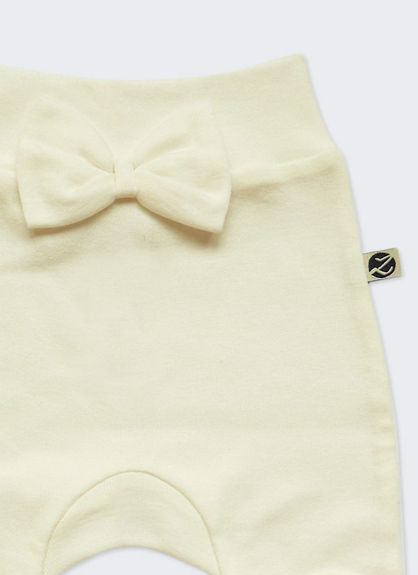 Бебешки ританки с панделка за момиче, цвят екрю, 0-6 месеца, Zinc, отблизо