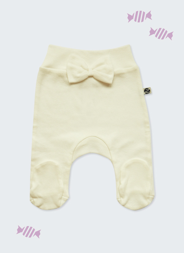 Бебешки ританки с панделка за момиче, цвят екрю, 0-6 месеца, Zinc
