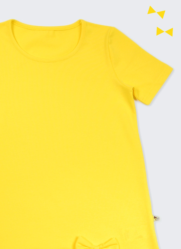 ZINC Дълга блуза с панделка - звънливо жълт, в размери от 6 до 12 години -2