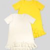 ZINC Комплект от 2 дълги блузи с панделка - екрю и жълт цвят, в размери от 6 до 12 години
