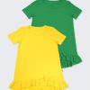 ZINC Комплект от 2 дълги блузи с панделка - жълт и бг зелен, в размери от 6 до 12 години