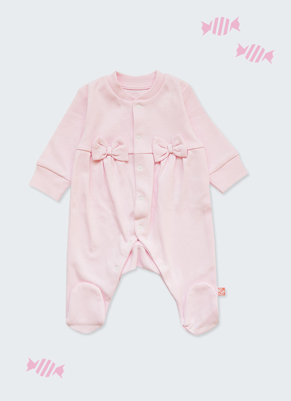 Бебешка пижама-гащеризон с панделки, розов цвят, 6-12 месеца, Zinc