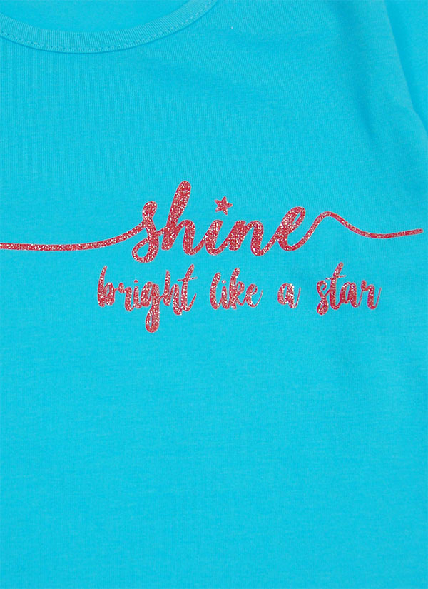 ZINC Блуза "Бляскава звезда" - за момичета, светъл електрик, в размери от 2 до 6 години -2