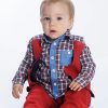 ZINC Елек с кариран гръб - за момчета, червен, кариран, в размери от 6 месеца до 2 години -3
