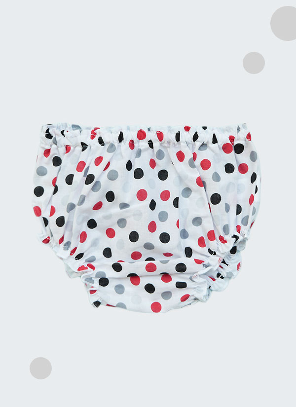Гащички за памперс бели на черни и червени точки, за момичета, 0-2 години, Zinc