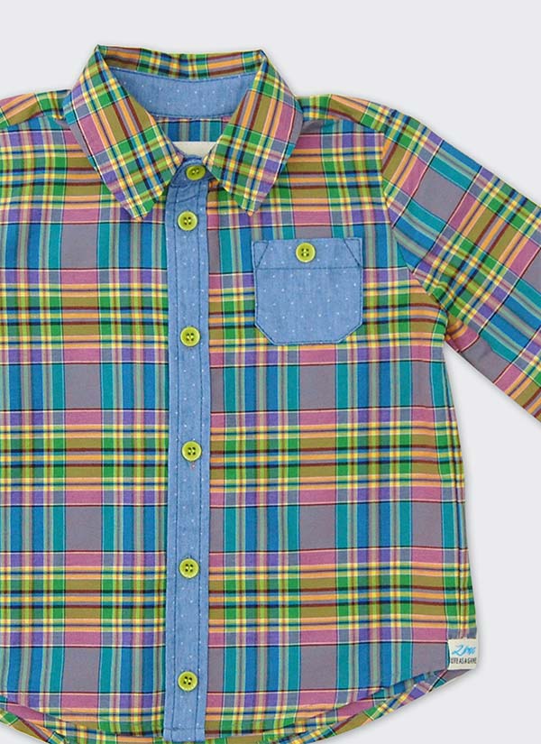 ZINC Карирана риза - за момчета, жълт, зелен, в размери от 6 месеца до 2 години -2