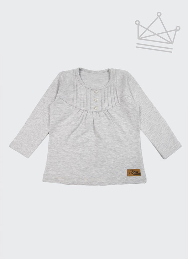 ZINC Ретро блуза с дълъг ръкав - за момичета, сива, в размери от 6 месеца до 2 години -1