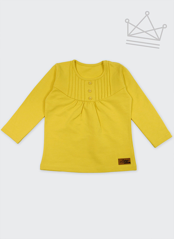 ZINC Ретро блуза с дълъг ръкав - за момичета, жълта, в размери от 6 месеца до 2 години -1