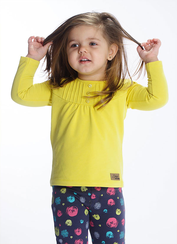 ZINC Ретро блуза с дълъг ръкав - за момичета, жълта, в размери от 6 месеца до 2 години -4