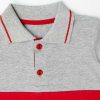 Риза с цветна лента, тип поло, сив цвят с червена лента, за момчета, 1-5 години, Zinc, отблизо