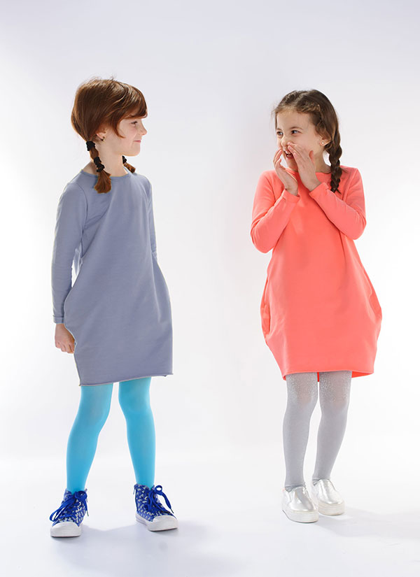 ZINC Рокля с дьобове "Колибри" - за момичета, сьомга, в размери от 2 до 6 години -3