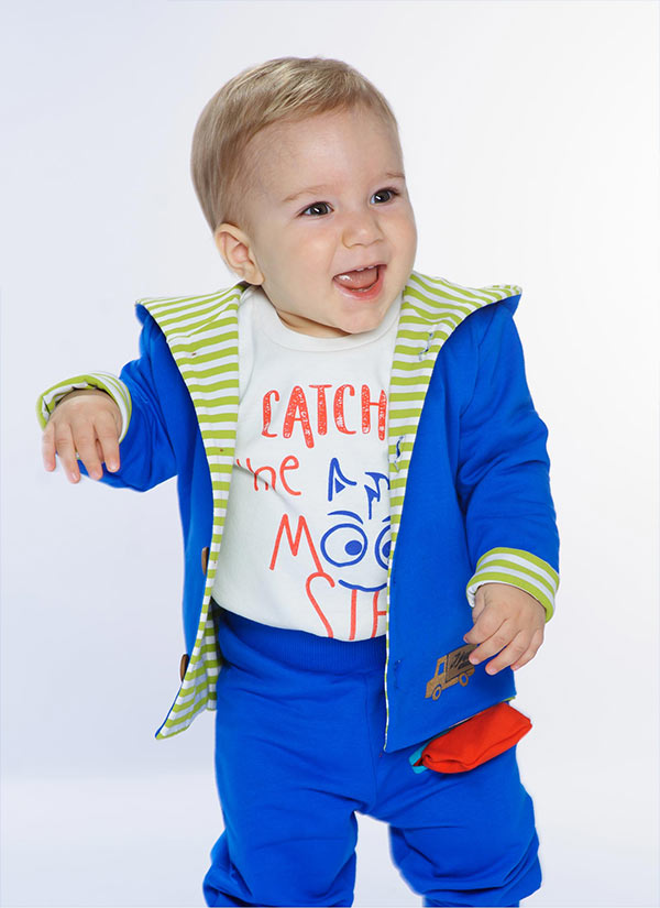 ZINC Суитшърт с елфска качулка - за момчета, мастилено син, в размери от 6 месеца до 2 години -1