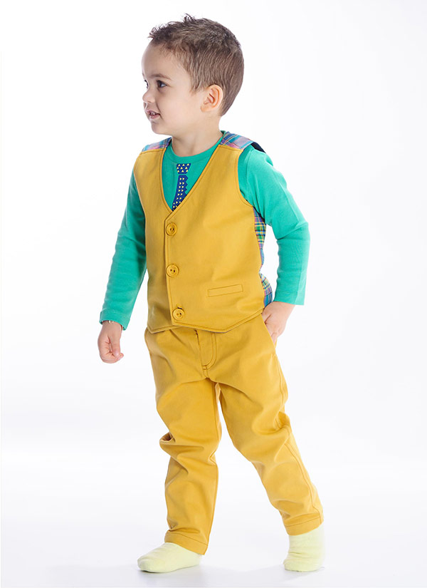 ZINC Термо панталон - за момчета, тъмно жълт, в размери от 6 месеца до 2 години -3