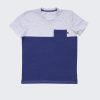 Комплект тениска с цветен блок и джоб в бял меланж + джинс и къс панталон в бял меланж с кантове в джинс, за момчета, 2-12 години, Zinc-2