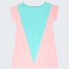 Лятна рокля-тениска "Сладолед" с геометрична форма на триъгълник, ледена мента + розов, за момичета, 2-6 години, Zinc-1