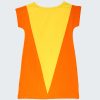 Лятна рокля-тениска "Сладолед" с геометрична форма на триъгълник, ледена жълт + портокал, за момичета, 2-6 години, Zinc-1