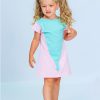 Лятна рокля-тениска "Сладолед" с геометрична форма на триъгълник, ледена мента + розов, за момичета, 2-6 години, Zinc