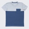 ZINC Тениска с цветен блок и джоб - бял меланж + джинс, в размери от 2 до 12 години
