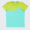 ZINC Тениска с цветен блок и джоб - силно жълт + светъл електрик, в размери от 2 до 12 години