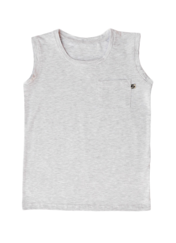 Тениска без ръкави с джоб, тип потник за момчета, в цвят бял меланж, 2-12 години, Zinc