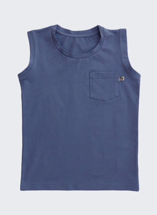Тениска без ръкави с джоб, тип потник за момчета, в цвят джинсово син, 2-12 години, Zinc