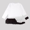 Асиметрична блуза с къдри с дълъг ръкав, комбинация от бял, сив и черен цвят, за момичета, 2-6 години, Zinc