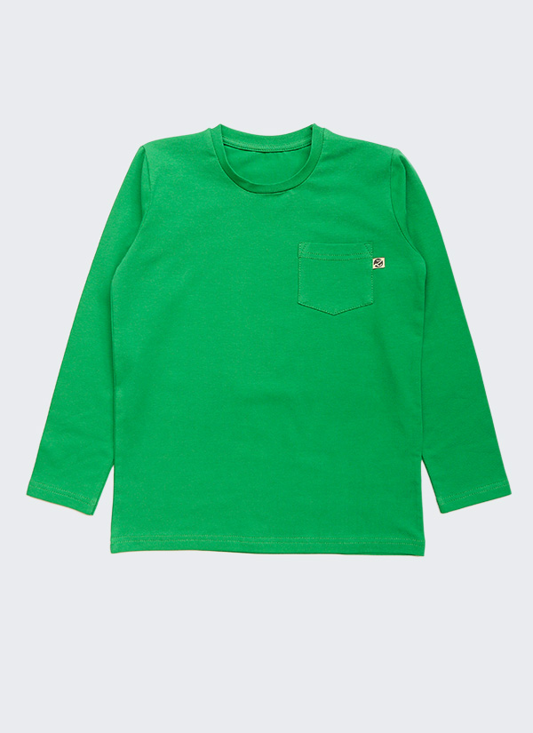 Блуза с дълъг ръкав и джоб за момче, бг зелен цвят, 2 - 12 години, Zinc