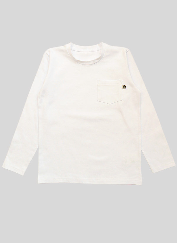 Блуза с дълъг ръкав и джоб за момче, бял цвят, 2 - 12 години, Zinc